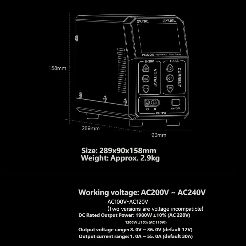 SKYRC PSU2000 1980W Adjustable - огляд і ціна Drone Rc Toy