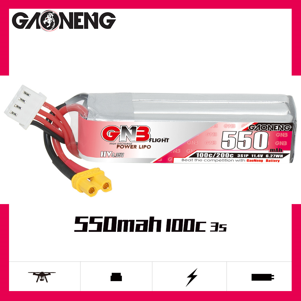 GNB HV 11.4V 550mAh 100C/200C  - огляд і ціна Drone Lipo Battery