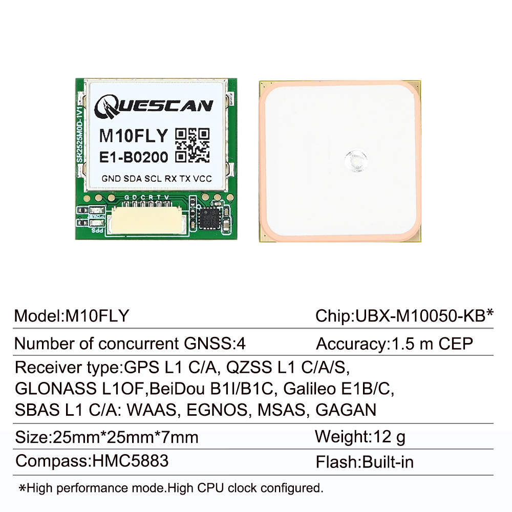 Quescan 25mm*25mm M10FLY 10Hz  - огляд і ціна Gps Module Drone