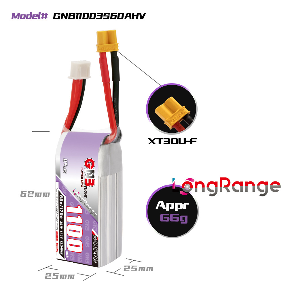 GNB 1100mAh 2S 3S 4S 6S 60C/12 - огляд і ціна Drone Lipo Battery