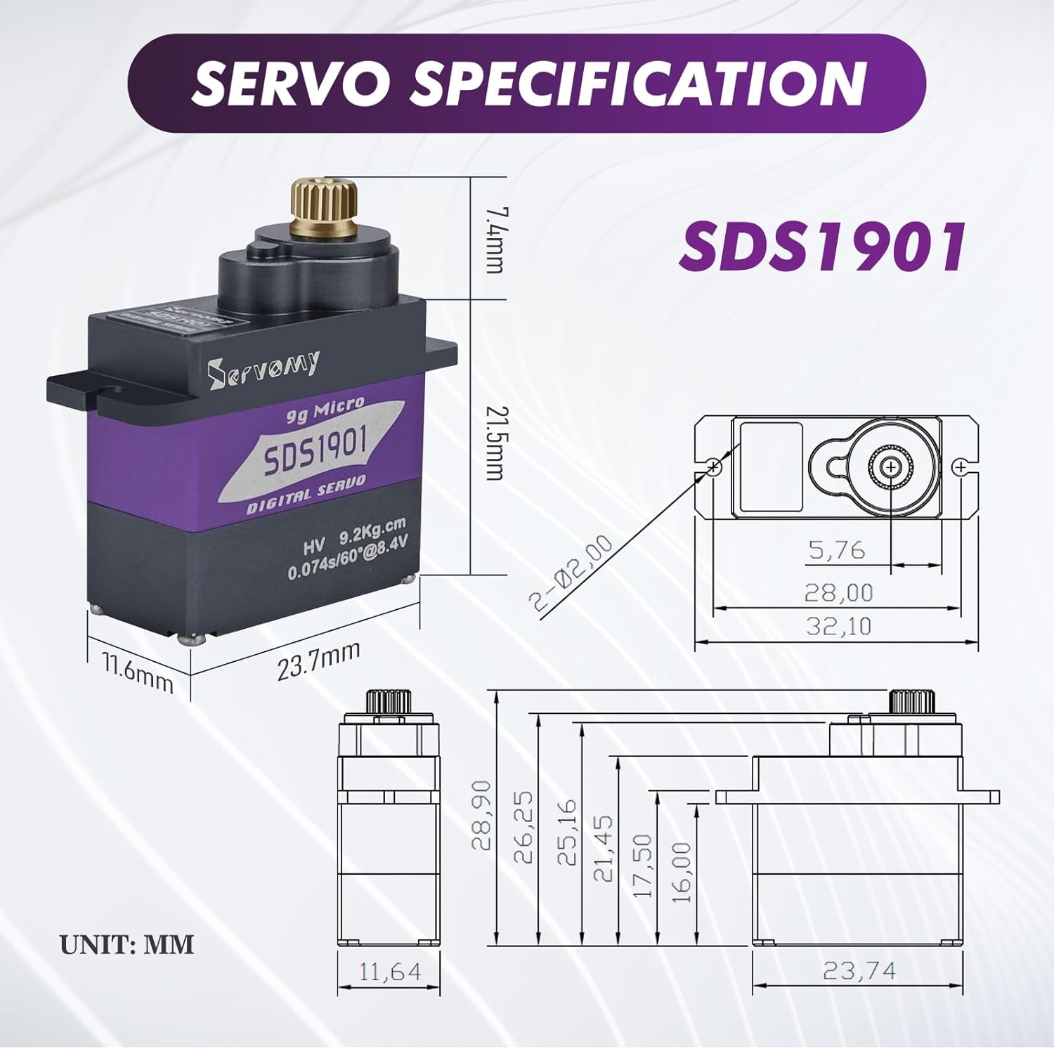 SERVOMY-SDS1901 Digital 9G Mic - огляд і ціна Drone Rc Car